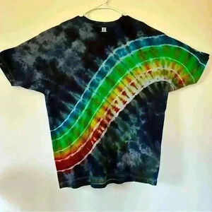Navy and rainbow tie dye shirt NWOT
